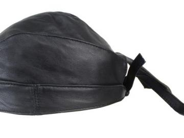 Motorrad Rocker Biker Leder Kopftuch, Bandana Headwrap Schwarz