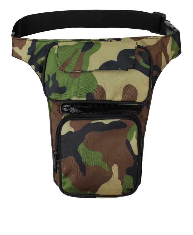 Motorrad Biker Beintasche Polyester Camoflage Grün