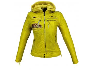 Alpha Speeds® Lederjacke Damen Biker Jacke Motorrad Jacke Freizeit Highway Gelb