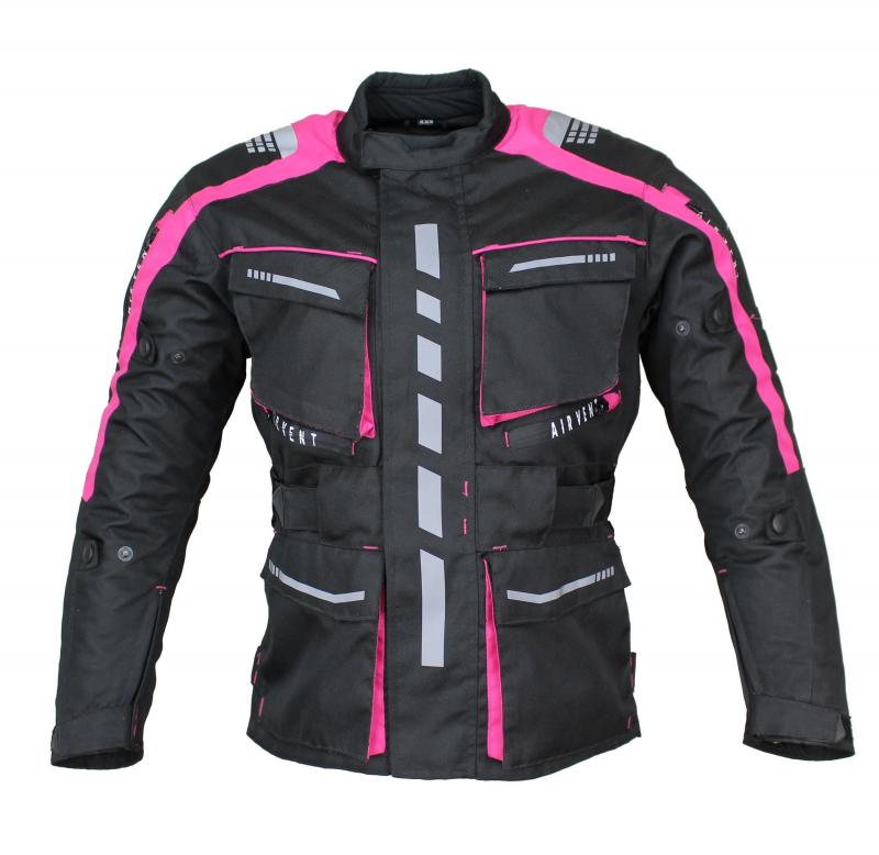 Alpha Speeds® Damen Motorradjacke Textil Jacke Bikerjacke Polyester Touring Jacke Protektoren Rosa