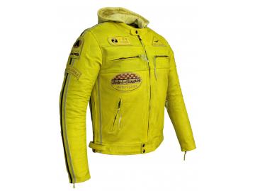 Herren Biker Lederjacke Motorrad Jacke Biker Jacke Highway 11 Gelb