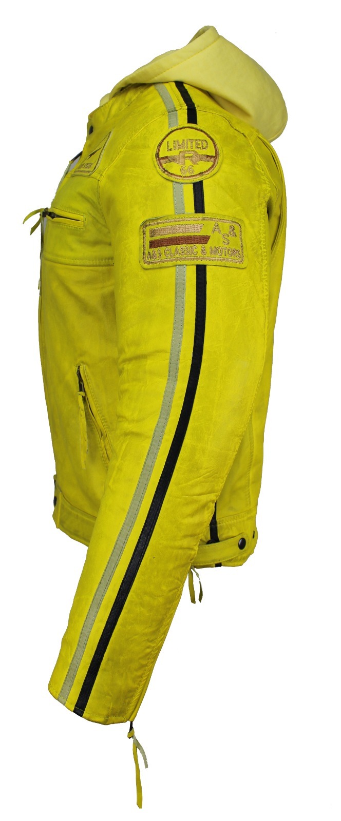 Herren Biker Lederjacke Motorrad Jacke Biker Jacke Highway 11 Gelb