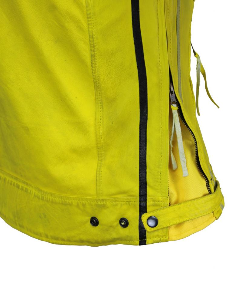 Herren Biker Lederjacke Motorrad Jacke Biker Jacke Highway 11 Gelb