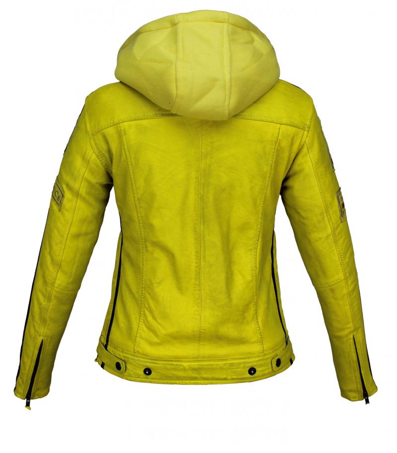Herren Biker Lederjacke Motorrad Jacke Biker Jacke Highway 11 Gelb