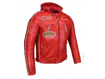 Herren Biker Lederjacke Motorrad Jacke Biker Jacke Highway 11 Rot