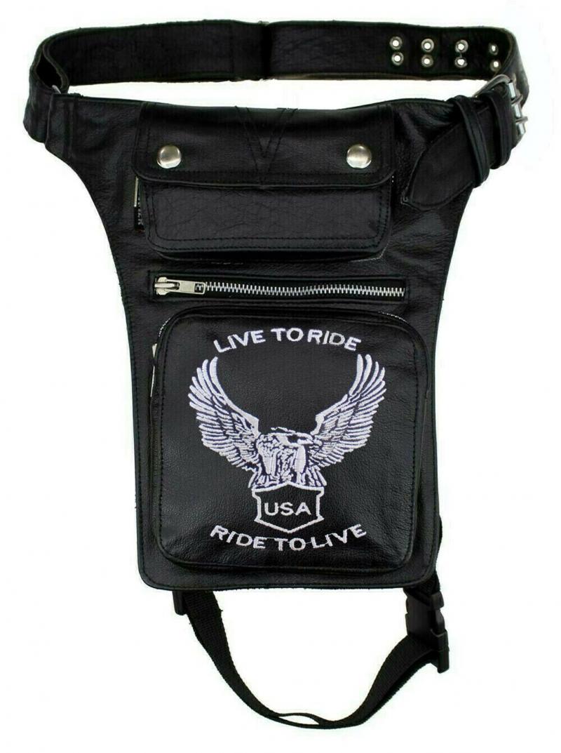 Leder Beintaschen Schwarz Adler