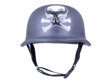 Motorrad & Biker Deutsche Stahl Helm Skull Matt Schwarz