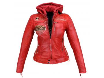 Alpha Speeds® Lederjacke Damen Biker Jacke Motorrad Jacke Freizeit Highway Rot